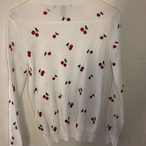 White cherry print long sleeve